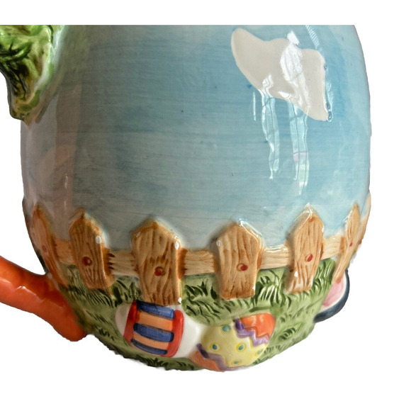 GKA Collector's Pitcher Rabbit Couple Easter Egg Hunt w Carrot Handle 6.5" - Picture 8 of 9